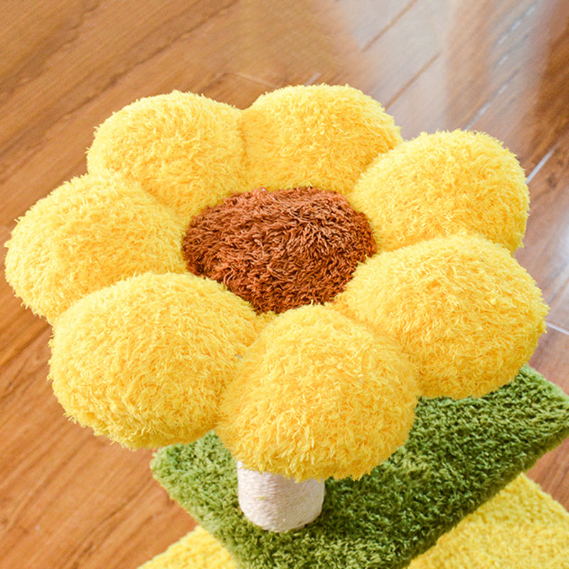 Modern Simplicity Teddy Fleece Particleboard Paper Tube Decorative With Sisal Scratching Post 3-Tier Cat Tree & Condo For Living Room