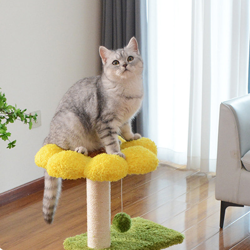 Modern Simplicity Teddy Fleece Particleboard Paper Tube Decorative With Sisal Scratching Post 3-Tier Cat Tree & Condo For Living Room