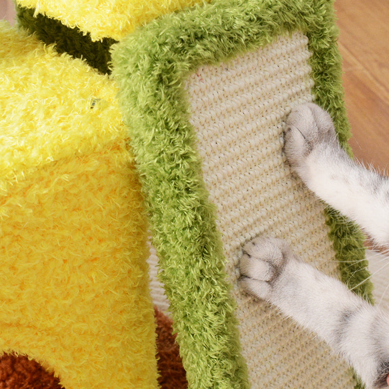 Modern Simplicity Teddy Fleece Particleboard Paper Tube Decorative With Sisal Scratching Post 3-Tier Cat Tree & Condo For Living Room