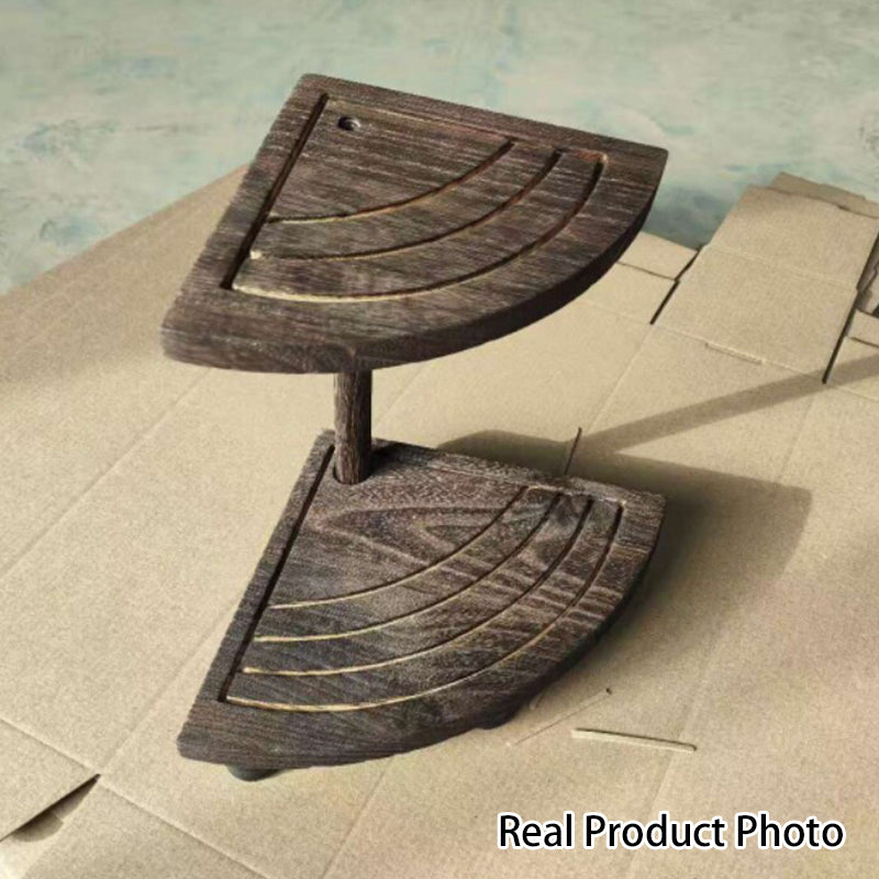 Modern Minimalist Paulownia Wood Curved Space-Saving Desktop Display Rack 2-Tier For Bedroom & Living Room