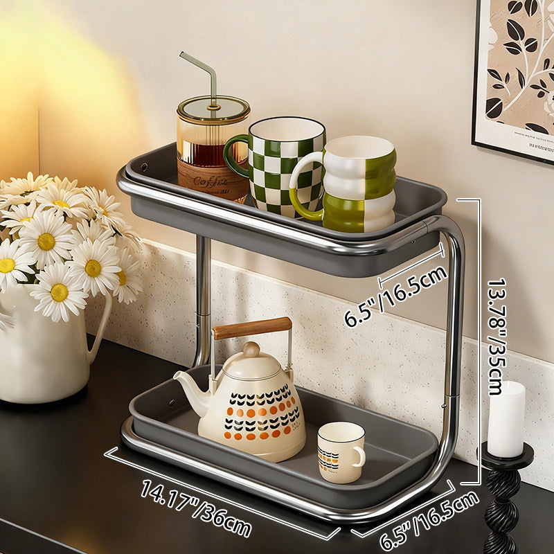 Modern Minimalist Carbon Steel Space-Saving Cup Holder Organizer Storage Shelf 2-Tier For Entryway & Living Room