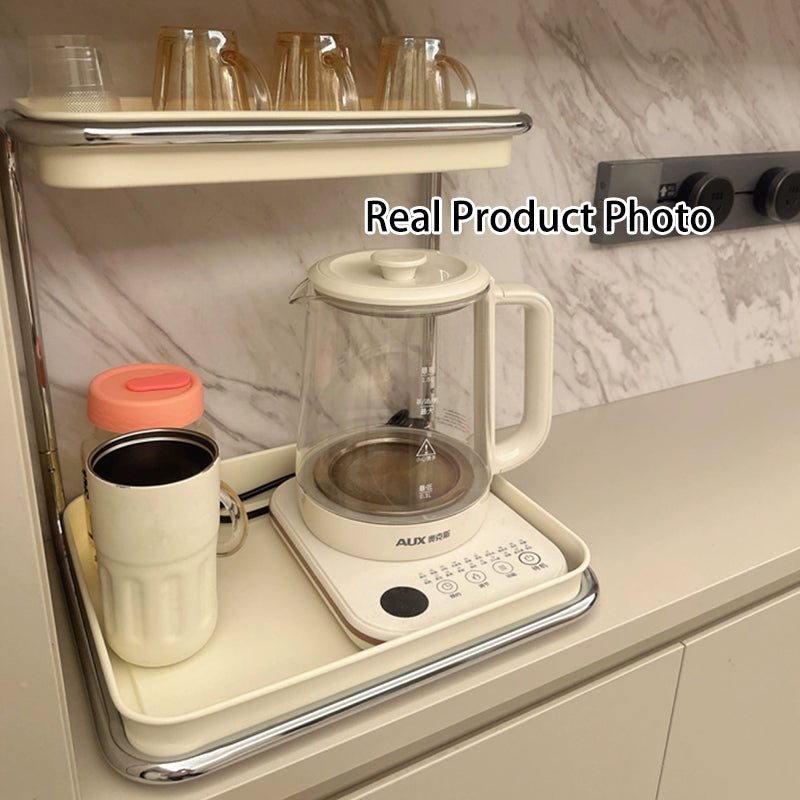 Modern Minimalist Carbon Steel Space-Saving Cup Holder Organizer Storage Shelf 2-Tier For Entryway & Living Room