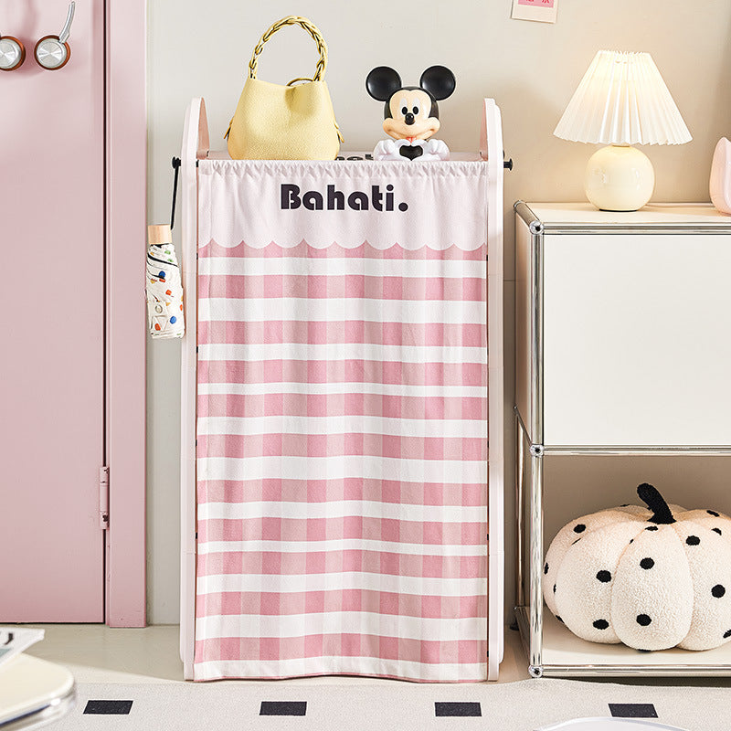 Modern Minimalist PP Fabric Steel Tube House-Shaped Space-Saving Pink And White Dustproof Shoe Organizer With Curtain Shoe Storage 3-6 Tier For Entryway