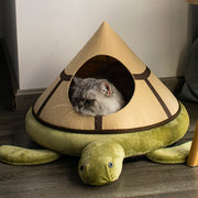 Modern Art Deco Cartoon Turtle Crystal Flannelette Felt Sponge PP Cotton Washable Cat Bed 1- Tier For Living Room