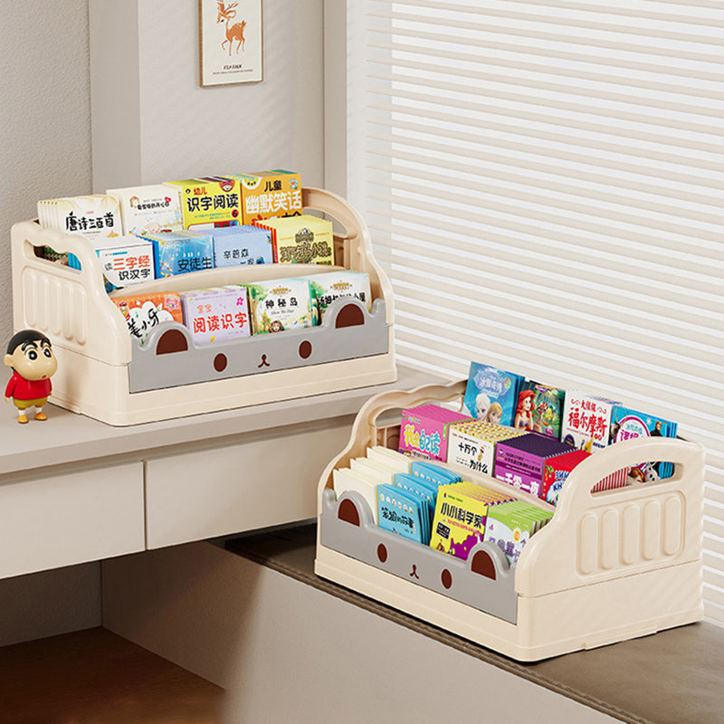 Modern Minimalist Cartoon Cat-Shaped PP Plastic Foldable Kids Bookshelf 3-Storage For Study
