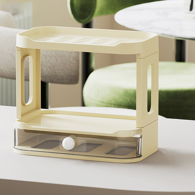 Modern Minimalist Plastic Rectangular Tabletop Storage Shelf 3-Layer For Living Room & Dining Room