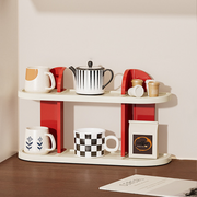Contemporary Nordic ABS Arc & L-Shaped Lightweight Tabletop Cup Storage Shelf 2/3-Layer For Living Room