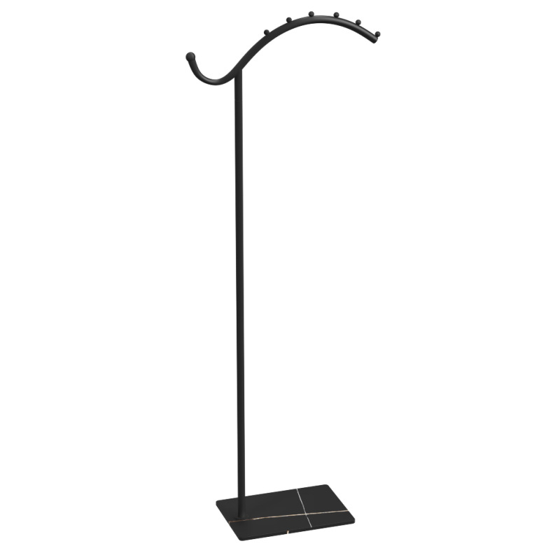 Contemporary Industrial Lightweight Rock Slab Iron Curved-Line Hall Tree 1-Tier For Entryway & Hallway