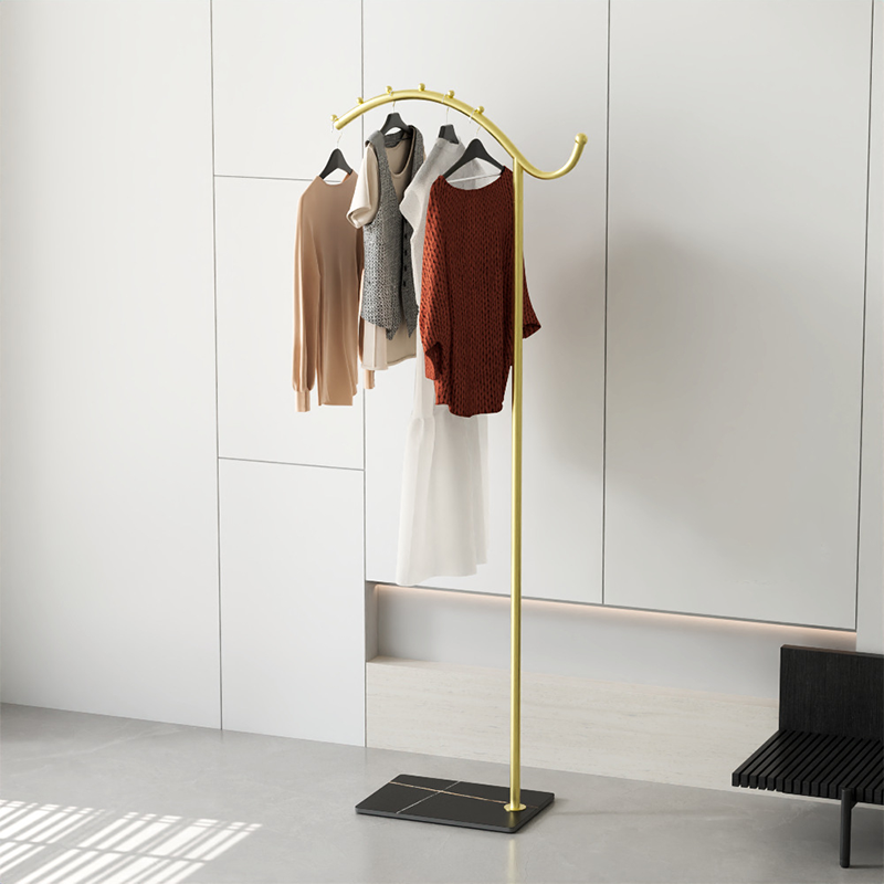 Contemporary Industrial Lightweight Rock Slab Iron Curved-Line Hall Tree 1-Tier For Entryway & Hallway