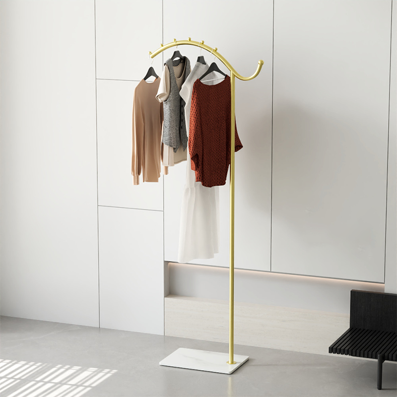 Contemporary Industrial Lightweight Rock Slab Iron Curved-Line Hall Tree 1-Tier For Entryway & Hallway