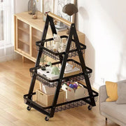 Modern Minimalist Iron A-Frame Square Storage Shelf 3-Tier For Living Room