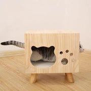 Modern Minimalist Solid Wood Cylinder Square Cat Bed 1 Storage For Bedroom