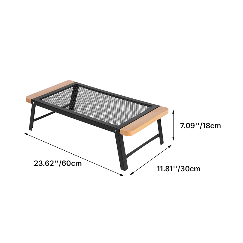 Modern Minimalist Rectangular Iron Beech Wood Folding Table Portable For Outdoor
