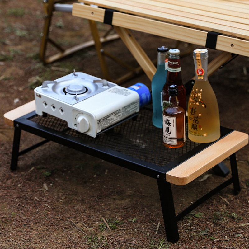 Modern Minimalist Rectangular Iron Beech Wood Folding Table Portable For Outdoor