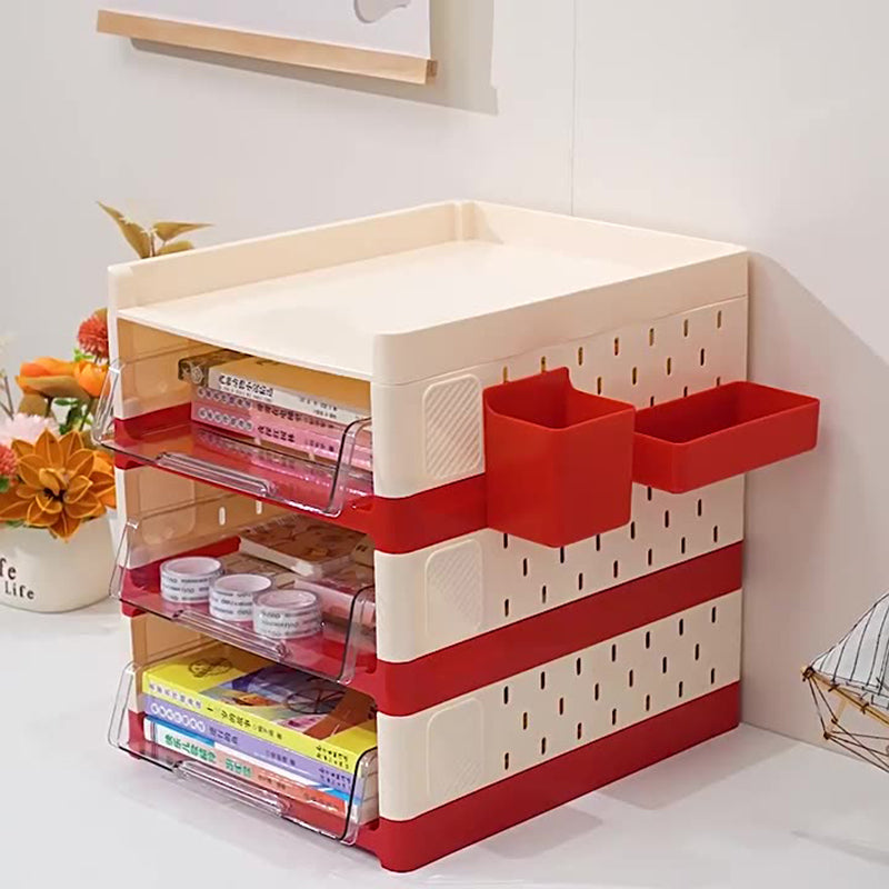 Modern Minimalist Rectangular PP PET Perforated Board Desktop Storage Shelf 2/3/4-Tier For Study