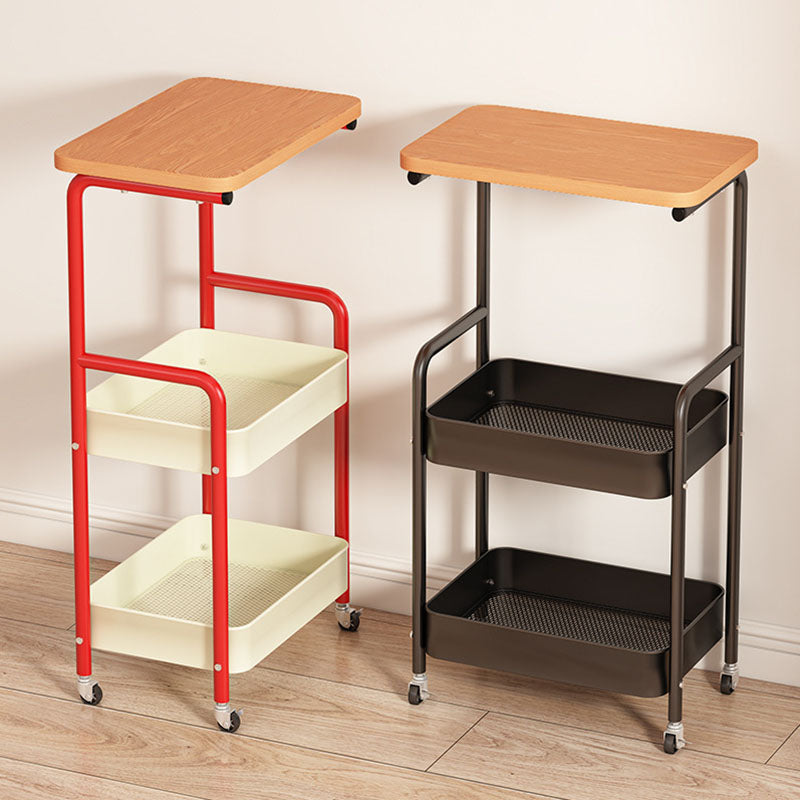Contemporary Industrial Movable Rectangular Carbon Steel Polymer Plate Multi-Layer Storage End Table 3-Tier For Living Room
