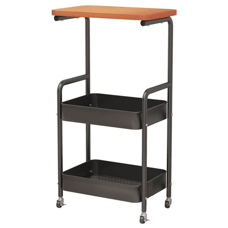 Contemporary Industrial Movable Rectangular Carbon Steel Polymer Plate Multi-Layer Storage End Table 3-Tier For Living Room