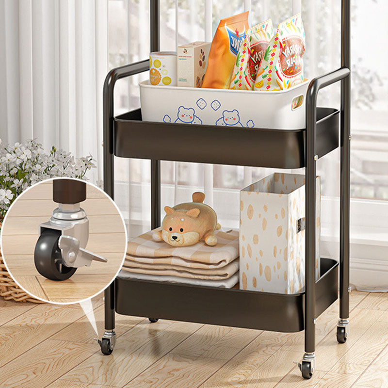 Contemporary Industrial Movable Rectangular Carbon Steel Polymer Plate Multi-Layer Storage End Table 3-Tier For Living Room