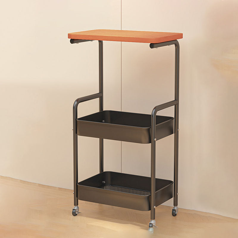 Contemporary Industrial Movable Rectangular Carbon Steel Polymer Plate Multi-Layer Storage End Table 3-Tier For Living Room