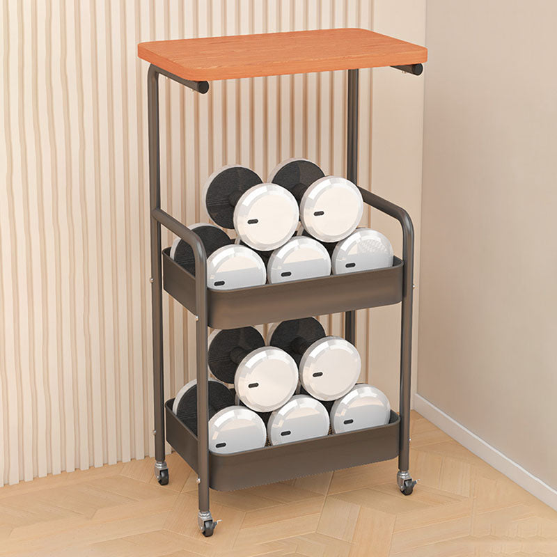 Contemporary Industrial Movable Rectangular Carbon Steel Polymer Plate Multi-Layer Storage End Table 3-Tier For Living Room