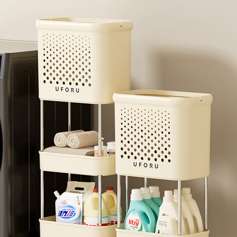 Modern Minimalist Movable Narrow Rectangular PP Stainless Steel Clothes Storage Shelf 1/2/3-Tier For Bathroom