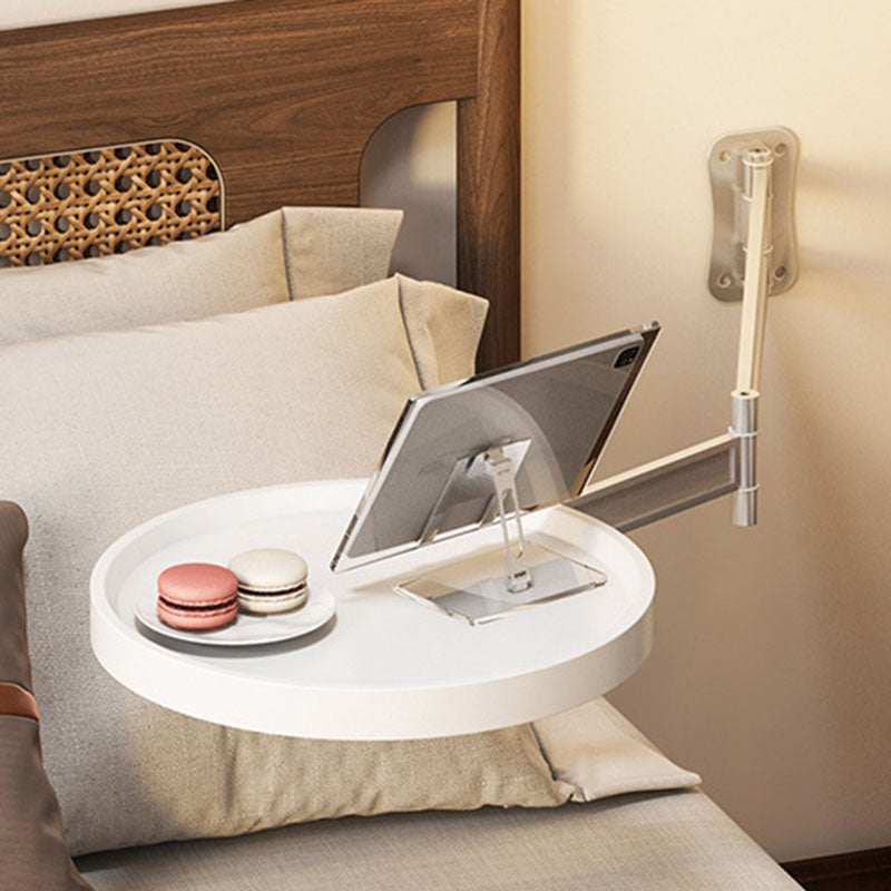 Modern Minimalist Dangling Round Aluminum Alloy Artificial Board Foldable End Table For Bedroom