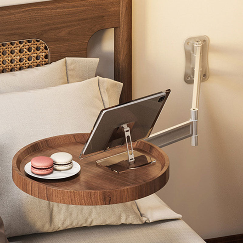Modern Minimalist Dangling Round Aluminum Alloy Artificial Board Foldable End Table For Bedroom