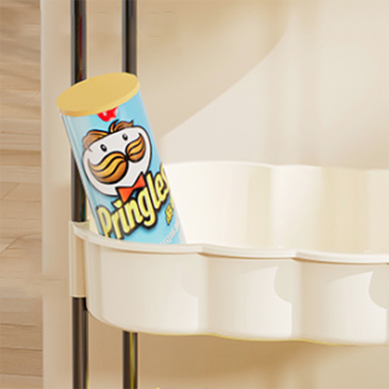 Modern Simplicity Wavy Edges Rectangular Steel Pipe Plastic Movable Snacks Storage Shelf 3/4-Tier For Living Room