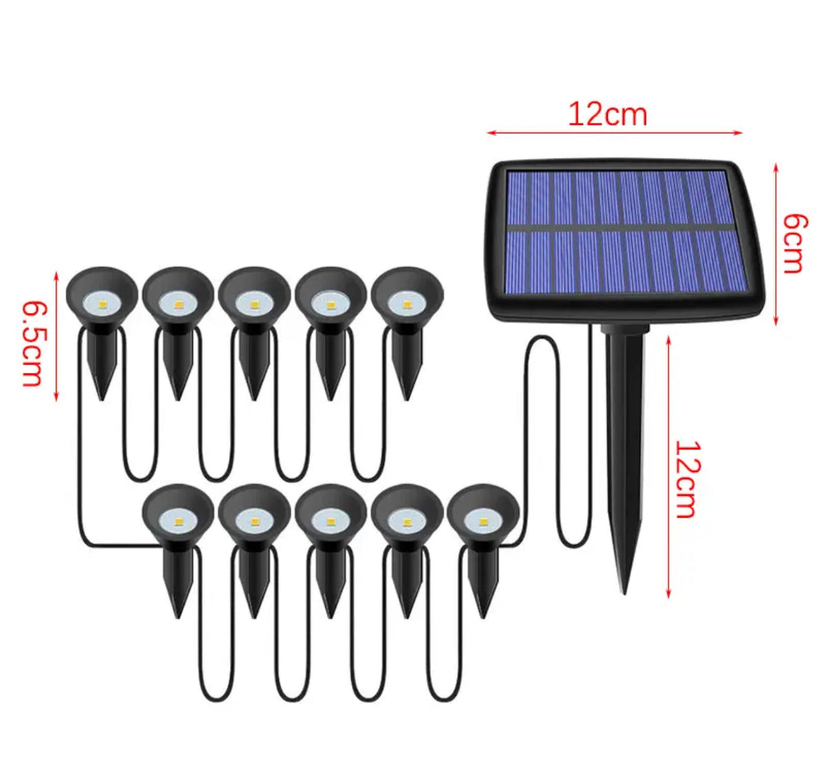 10 Focos Solar Mini