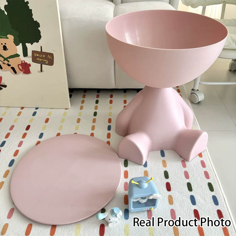 Contemporary Creative Round Cartoon Character Design Plastic Side Table 1-Storage For Living Room