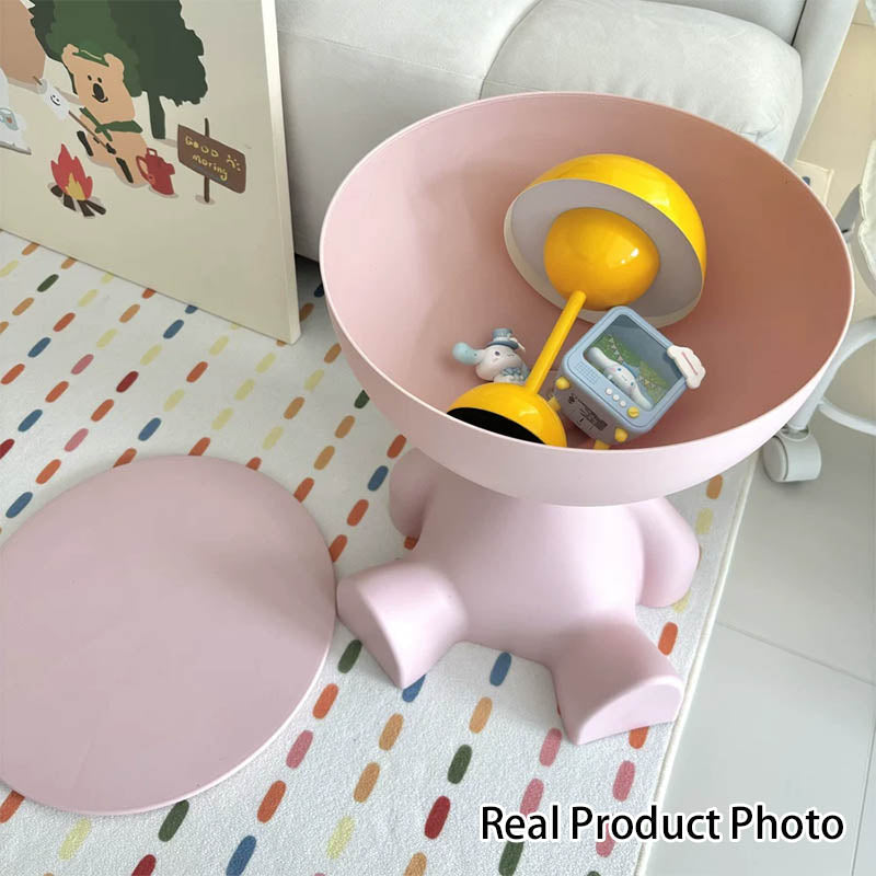 Contemporary Creative Round Cartoon Character Design Plastic Side Table 1-Storage For Living Room