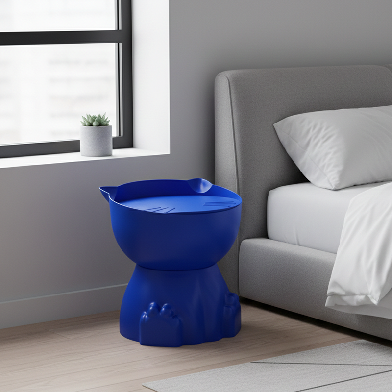 Contemporary Creative Cat Design PP Side Table With Hidden Storage For Living Room And Bedroom