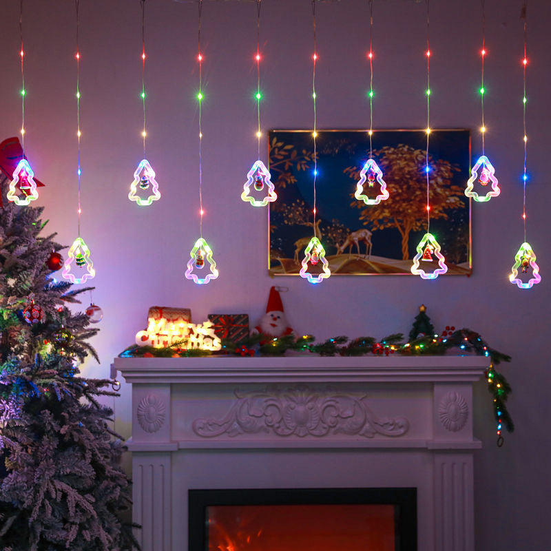 Contemporary Creative Plastic Christmas Tree Pentagram Snowflake-Shaped Outdoor LED String Lights For Garden