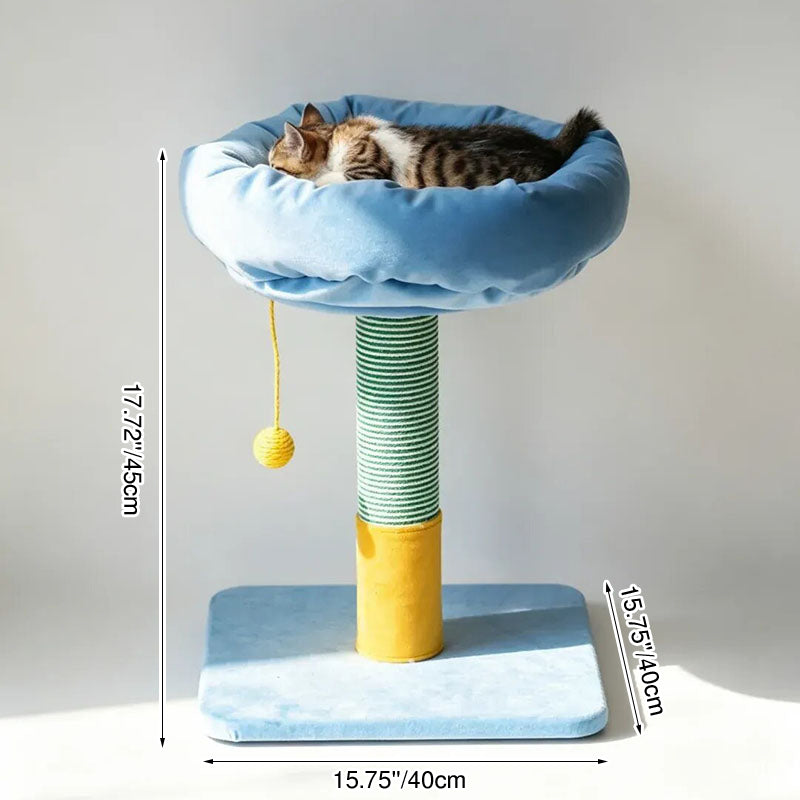 Nordic Cream Style Small Cat Tree - Particle Board Frame Velvet Cat Tower Sisal Hanging Toy Ball Cat Tower For Living Room