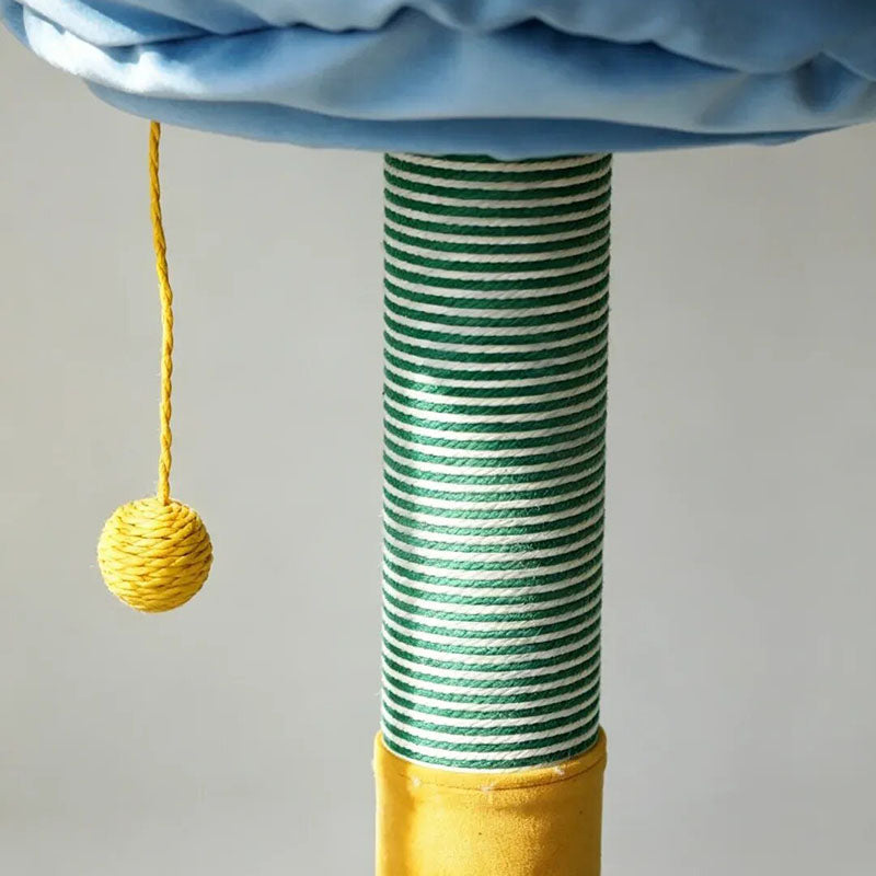 Nordic Cream Style Small Cat Tree - Particle Board Frame Velvet Cat Tower Sisal Hanging Toy Ball Cat Tower For Living Room