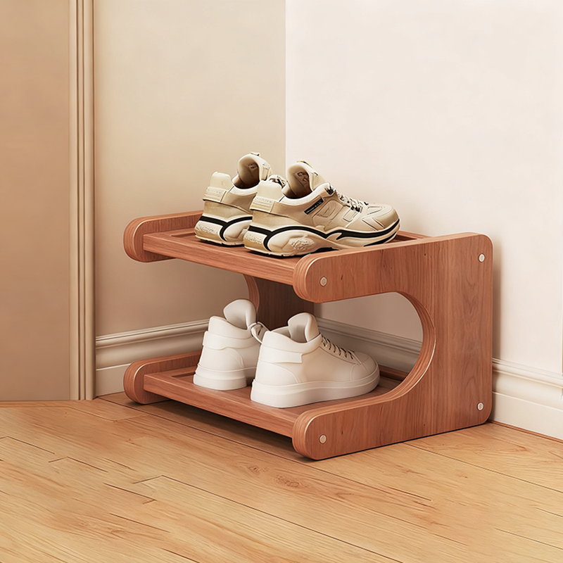 Modern Minimalist Rectangular Bamboo Medium Density Fiberboard Shoe Storage 2/3/4/5-Tier For Living Room
